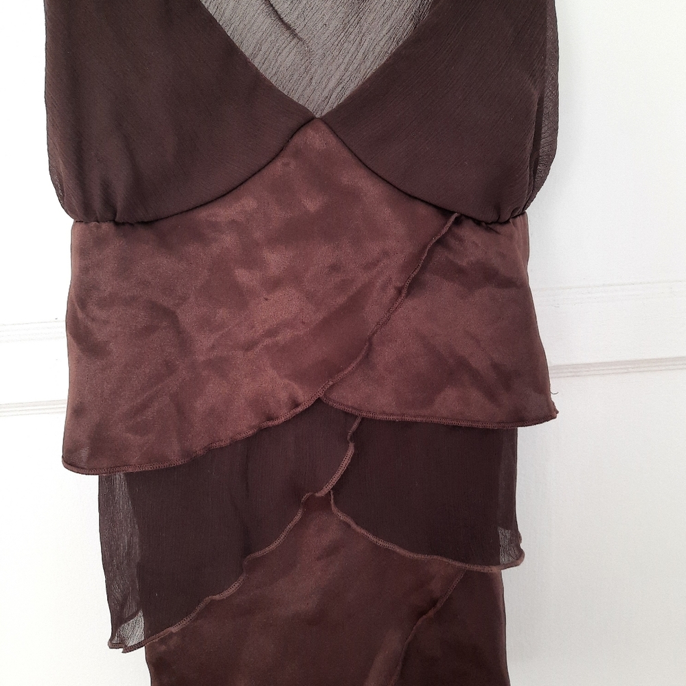 Heart and Soul Brown tiered ruffle Tank